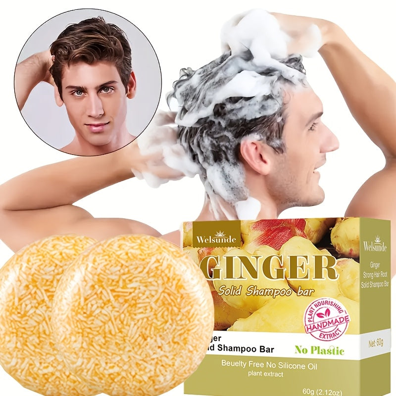 2/3/4pcs Ginger Shampoo Bar - Handmade, Silicone-Free for All Hair Types | Deep Moisturizing &Sleek Smoothing | Hydrate | Hair Care with Plant, suitable for both men and women, suitable for ordinary hair texture